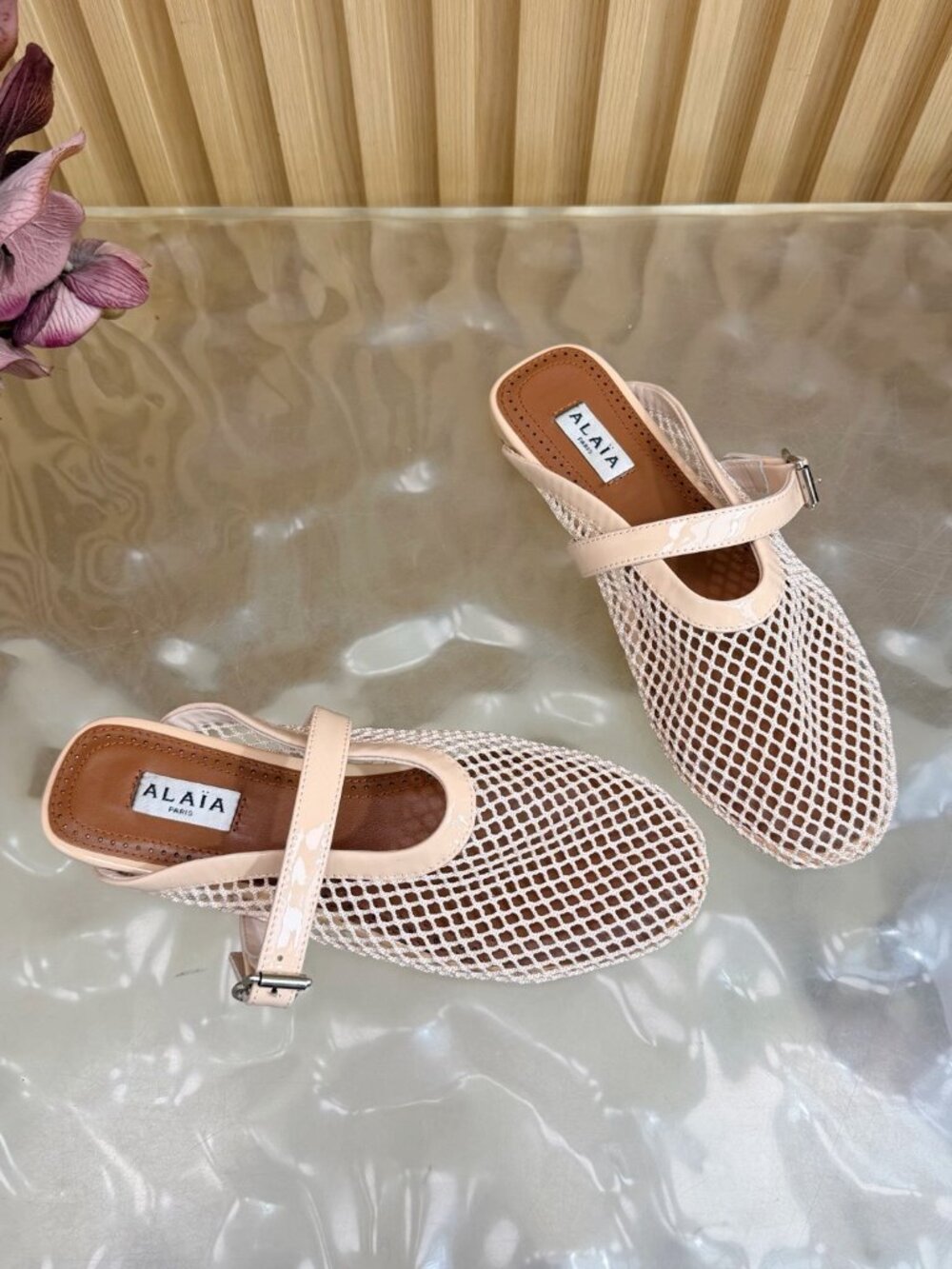 Alaïa Nude Pink Mesh Sandals - Picture 7 of 7
